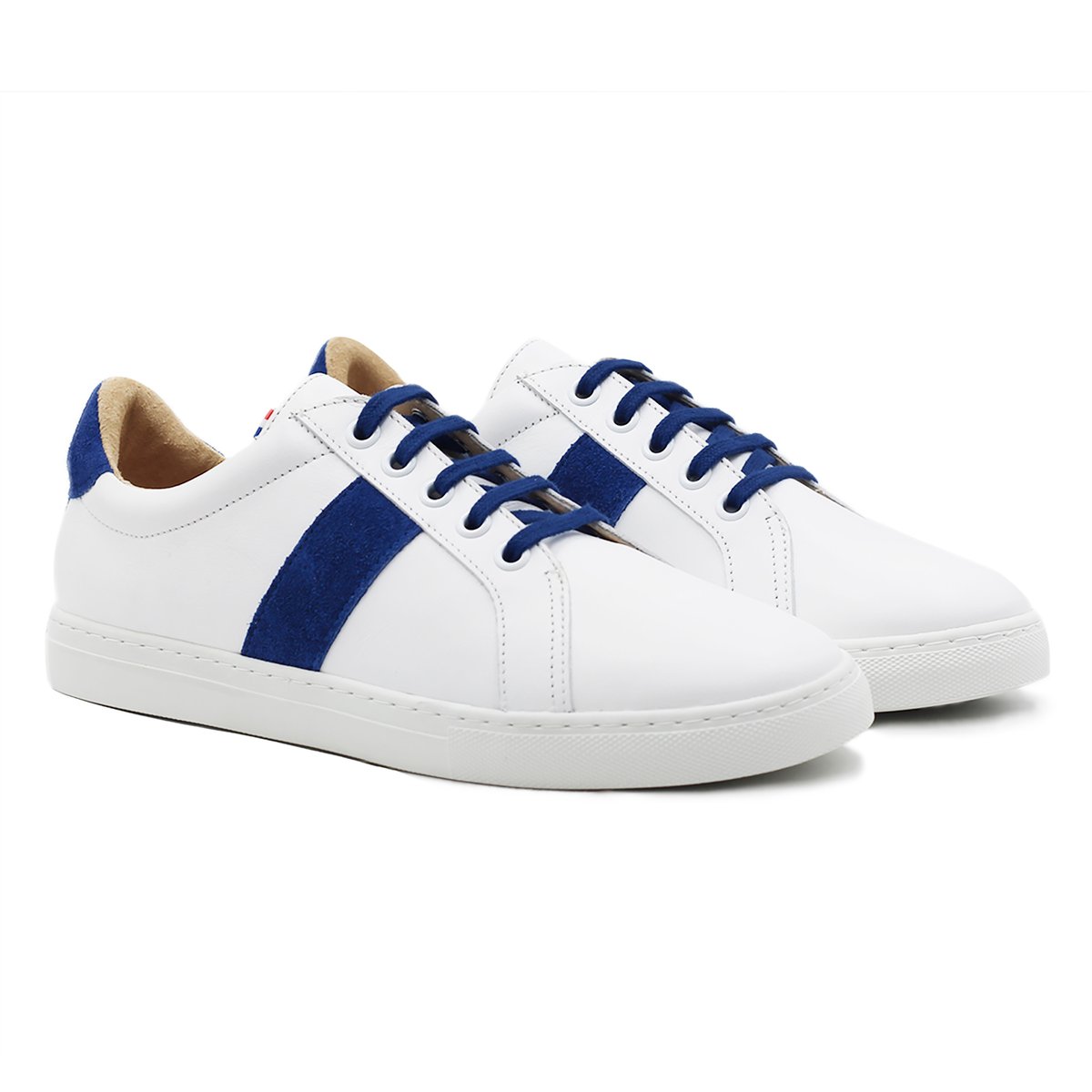 Baskets MIF cuir blanc/bleu, JULES & JENN