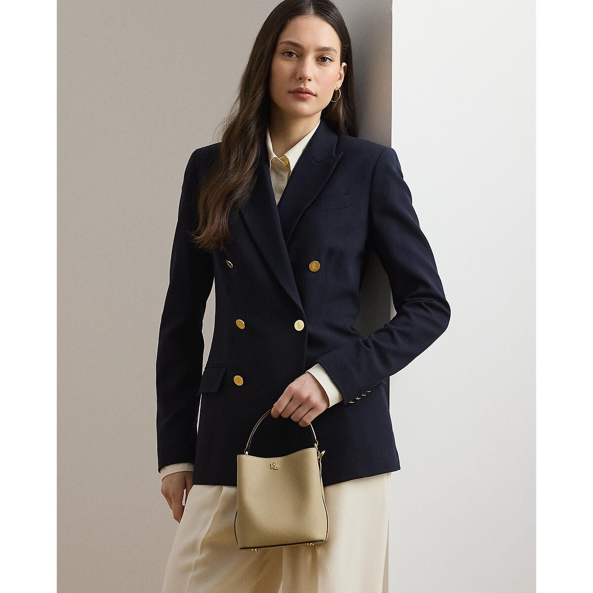 Sac seau en cuir beige, LAUREN RALPH LAUREN