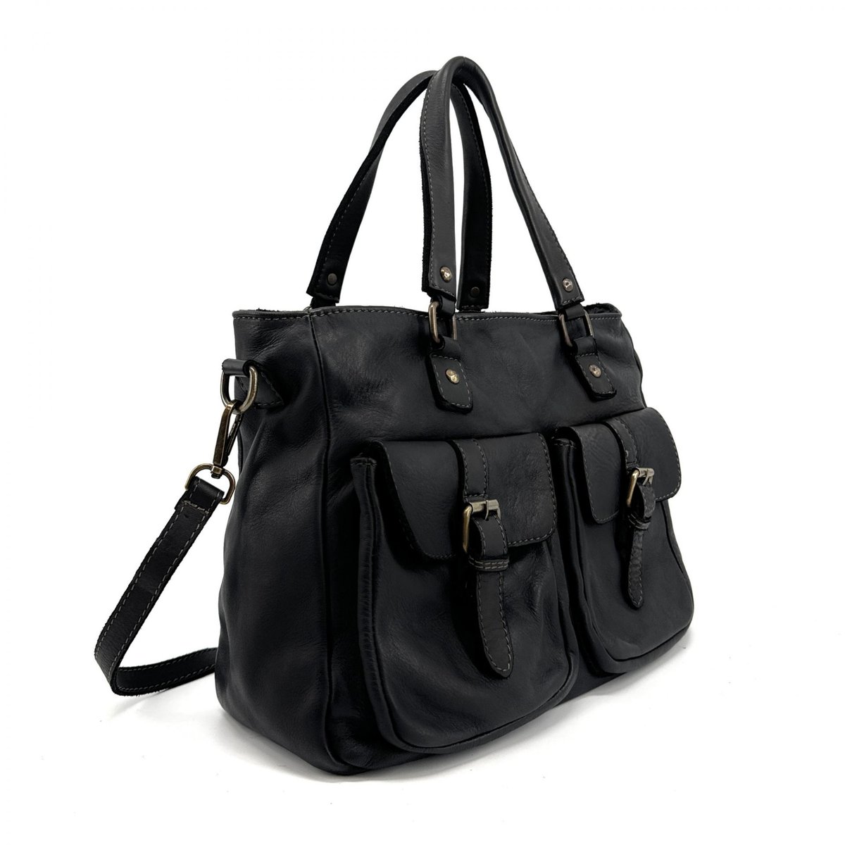 Sac à main en cuir vintage JENNER noir, OH MY BAG