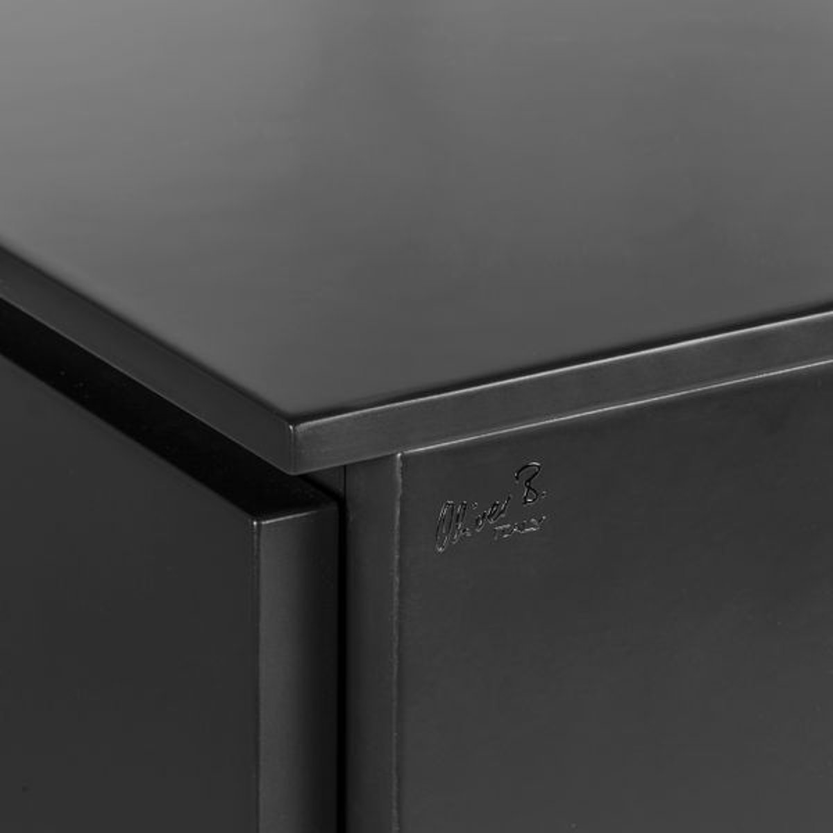 Meuble haut 4 portes chêne naturel et laqué anthracite, ZAGO