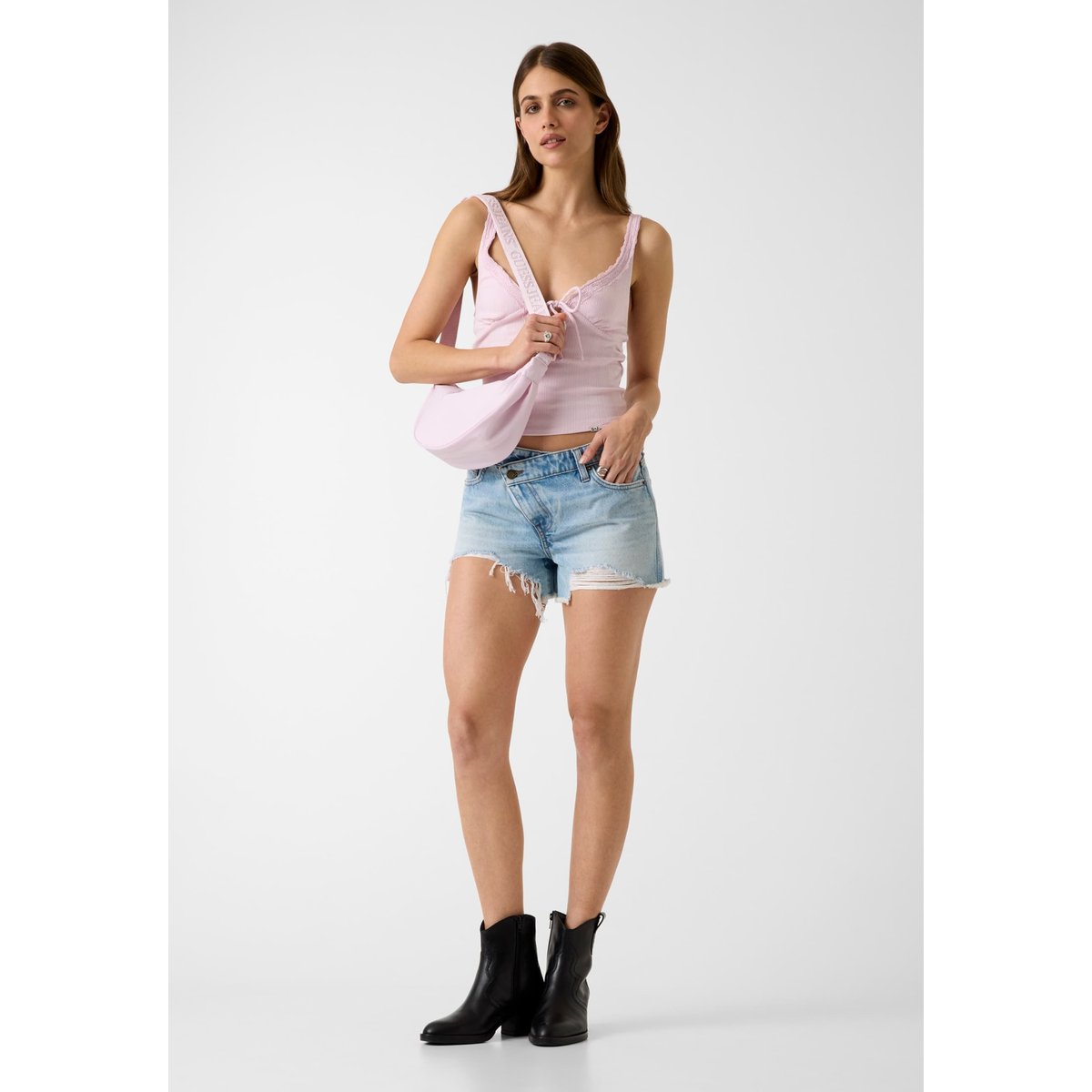 Top En Dentelle À Côtes rose, GUESS