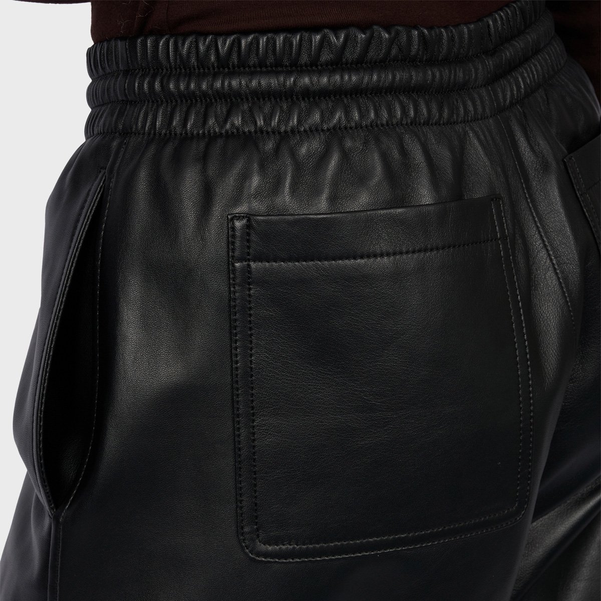 Pantalon large en cuir à taille élastiquée TROPHEE noir, OAKWOOD