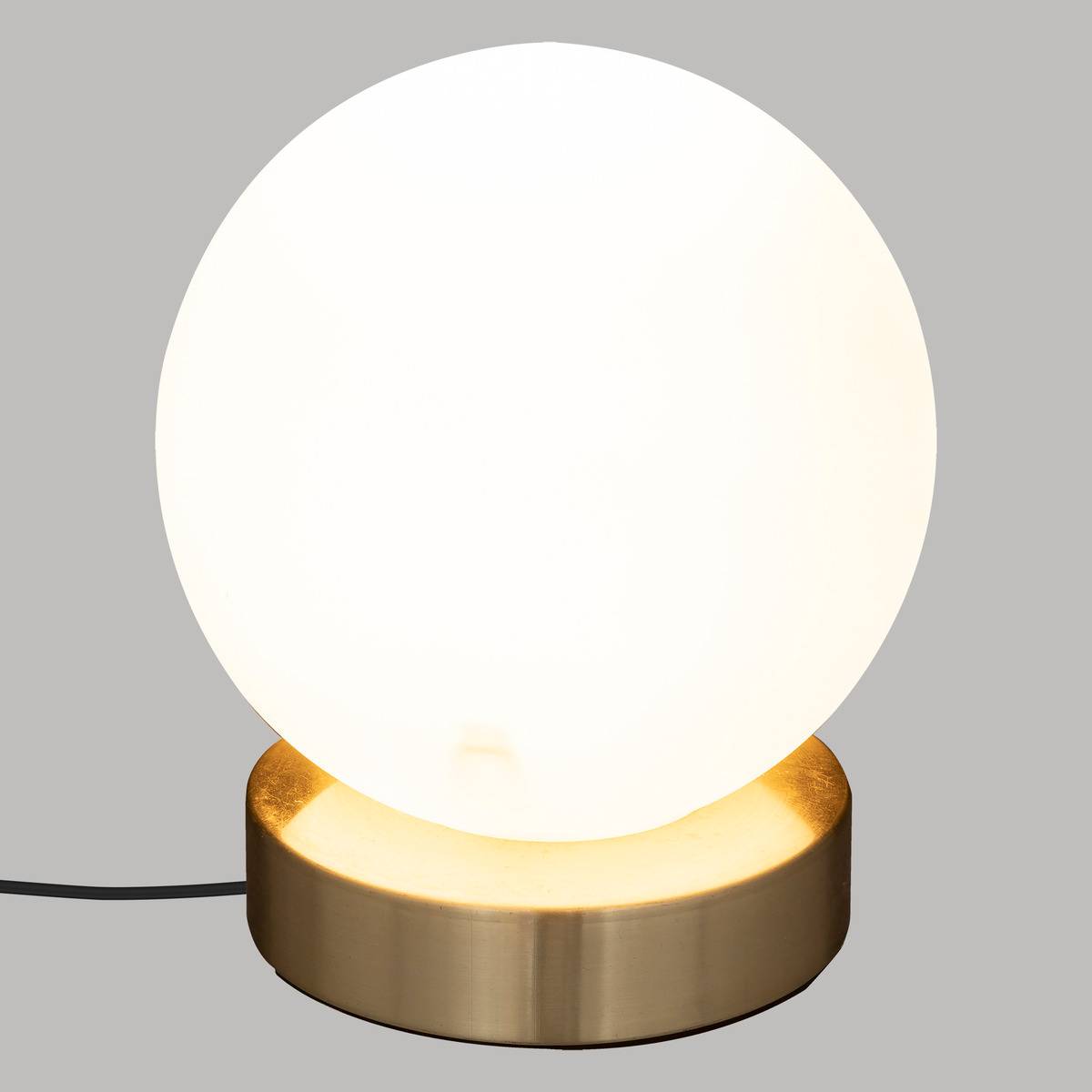 Lampe boule verre sablé laiton DRIS blanc, ATMOSPHERA
