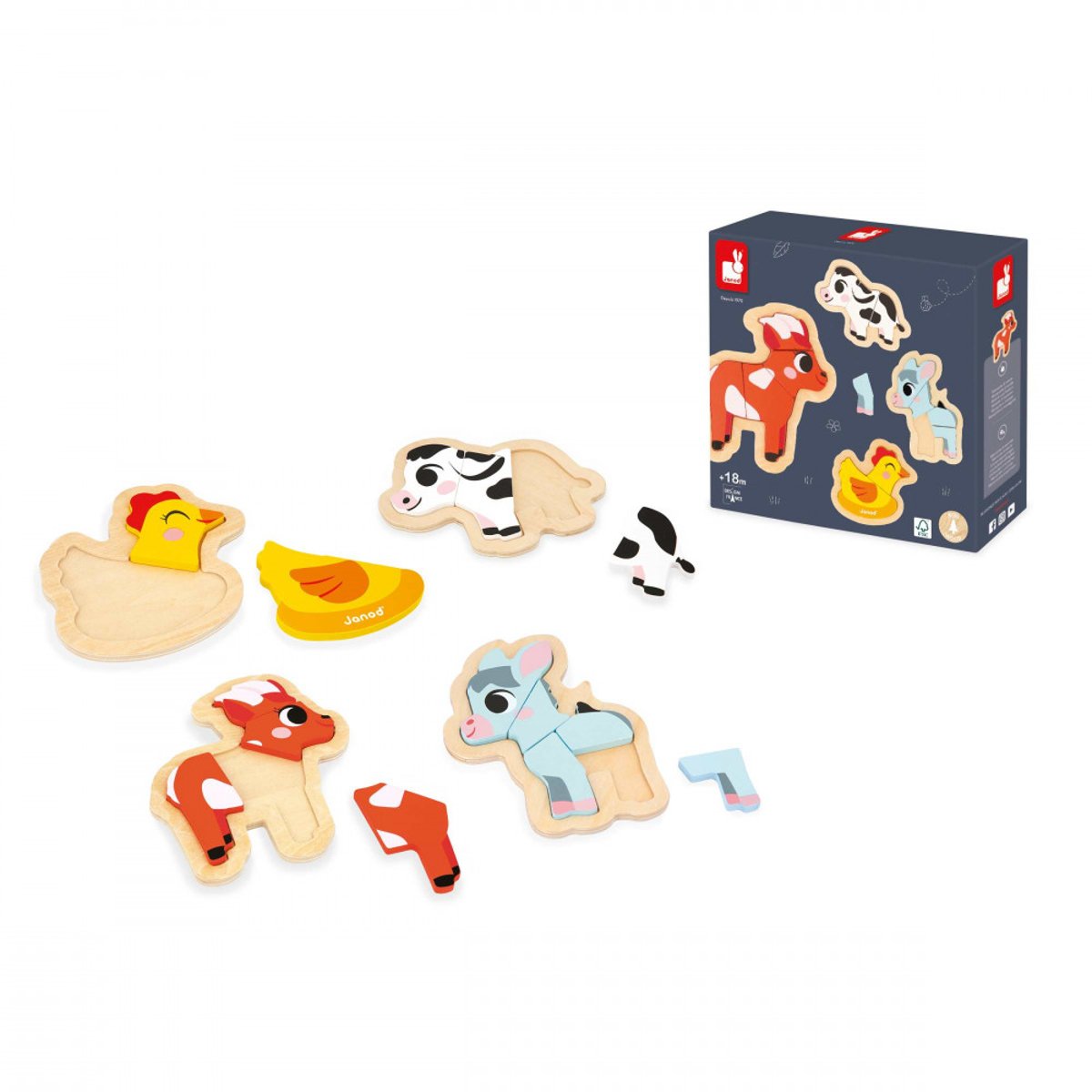 4 Puzzles Evolutifs - Ferme couleur unique, JANOD