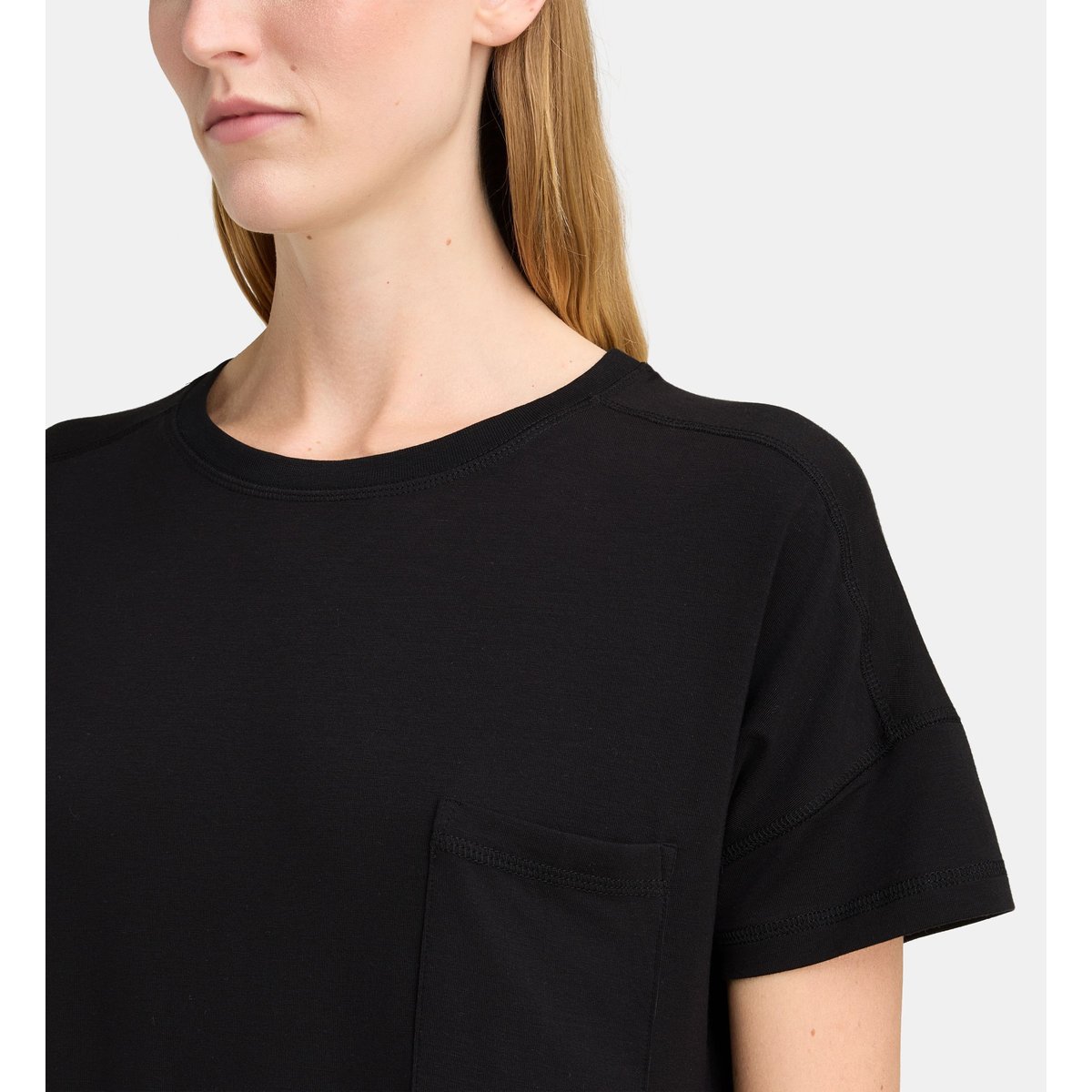 T-shirt long de nuit dera tencel noir, GALERIES LAFAYETTE