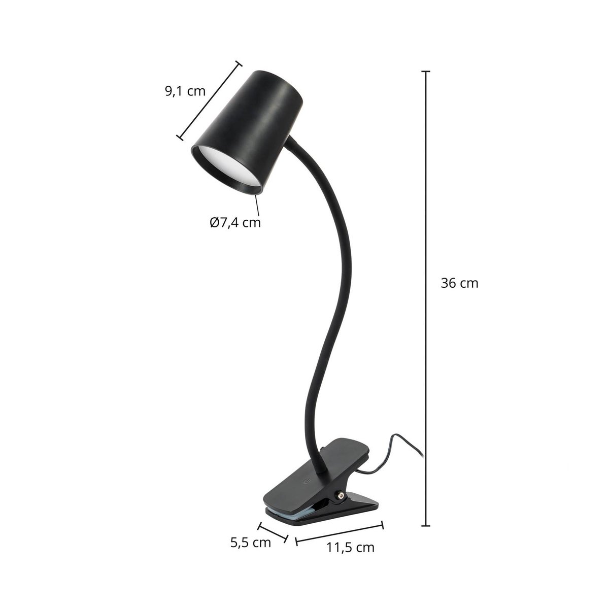 Lampe à pince  moderneLED, Ailina noir, LINDBY