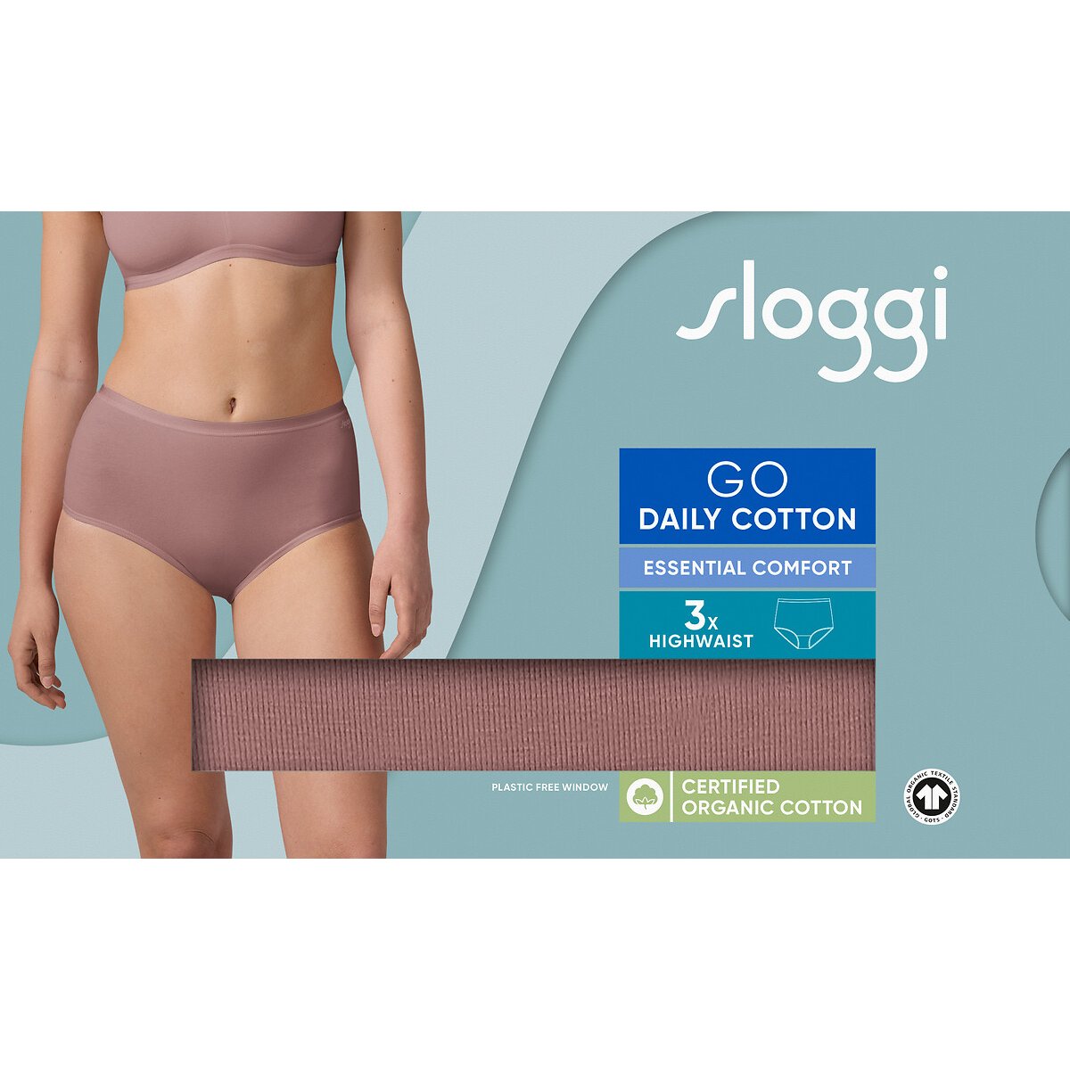 Confezione da 2+1 in omaggio - Culotte alte GO DAILY COTTON cacao, SLOGGI