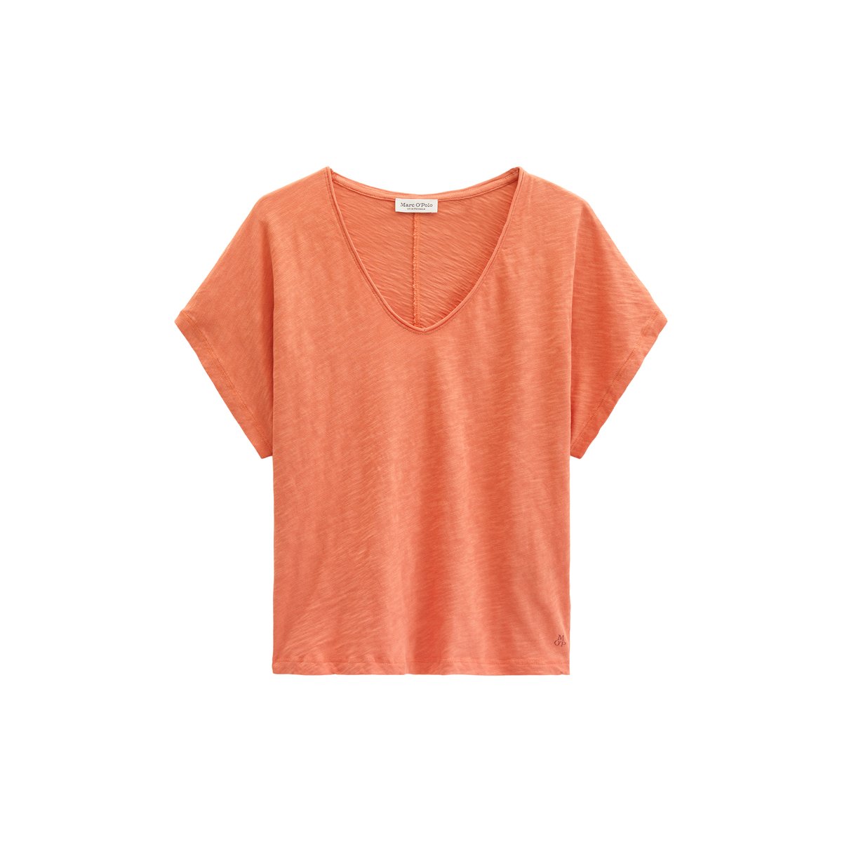 T-shirt loose en jersey slub orange, MARC O'POLO