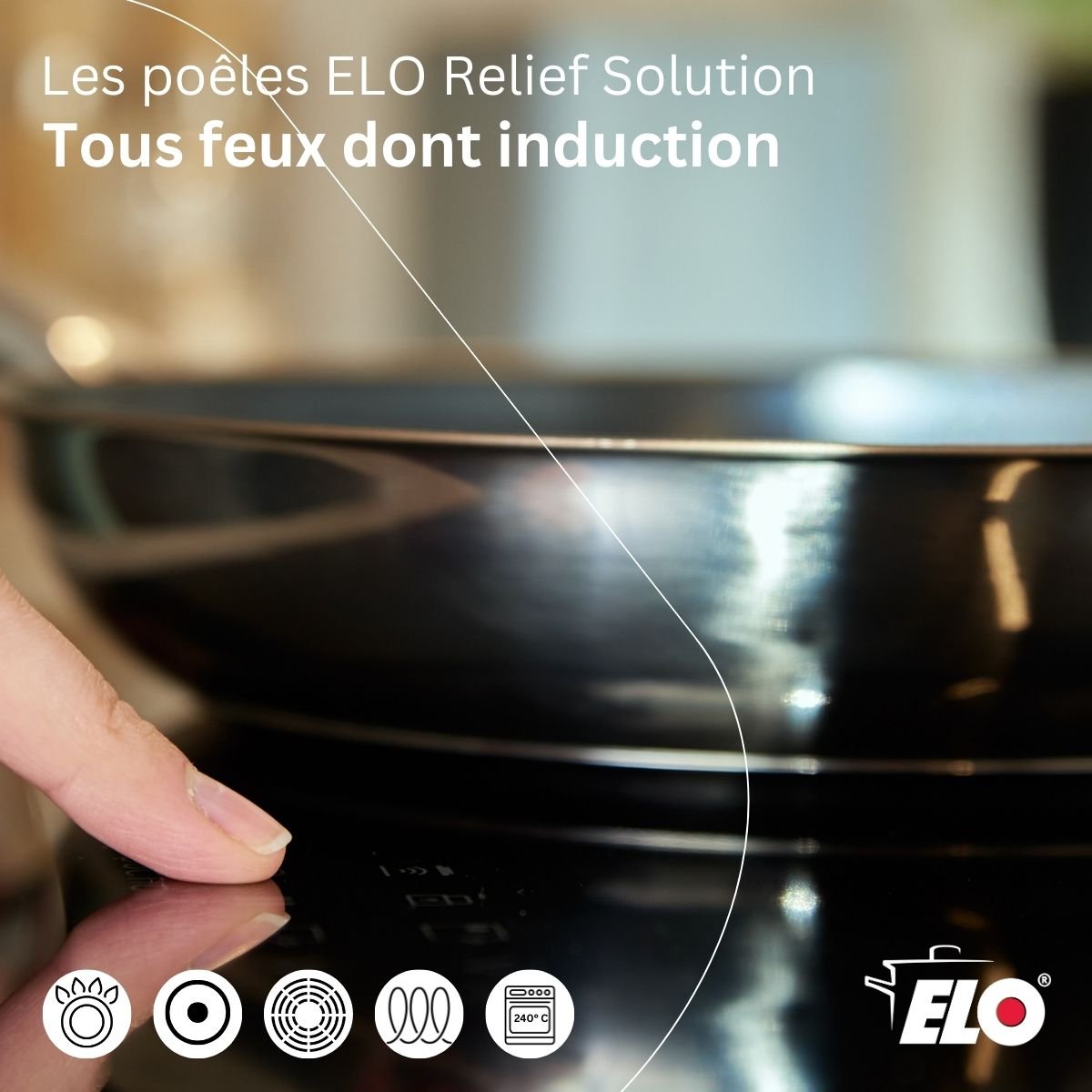Ensemble de Poêles de cuisson 24 cm et 32 cm RELIEF SOLUTION gris, ELO