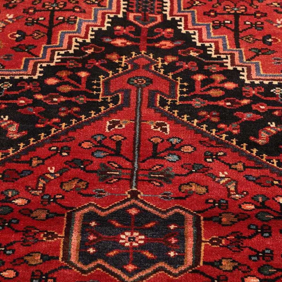 Tapis d'orient oriental, noué main en laine, HAMADAN 23 rouge, beige, noir, UN AMOUR DE TAPIS