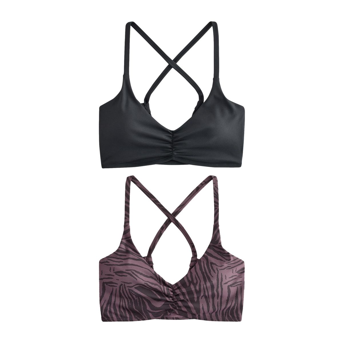 Brassière sport à bretelles au dos, lot de 2 noir/rose, NEXT