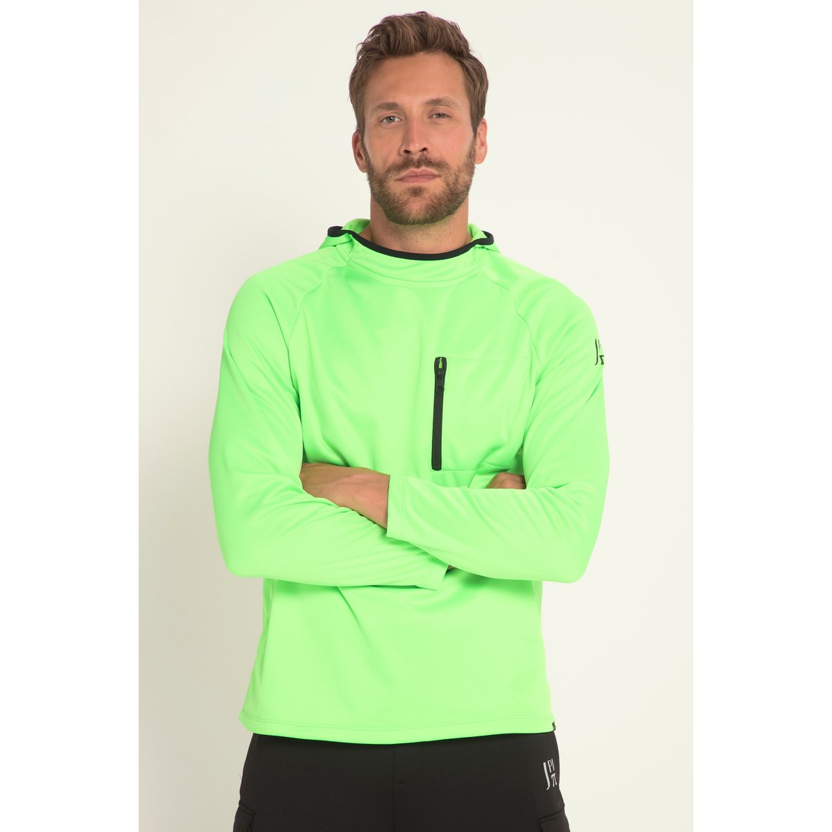 Sweat de fitness à capuche et poches, vert fluo, JP1880