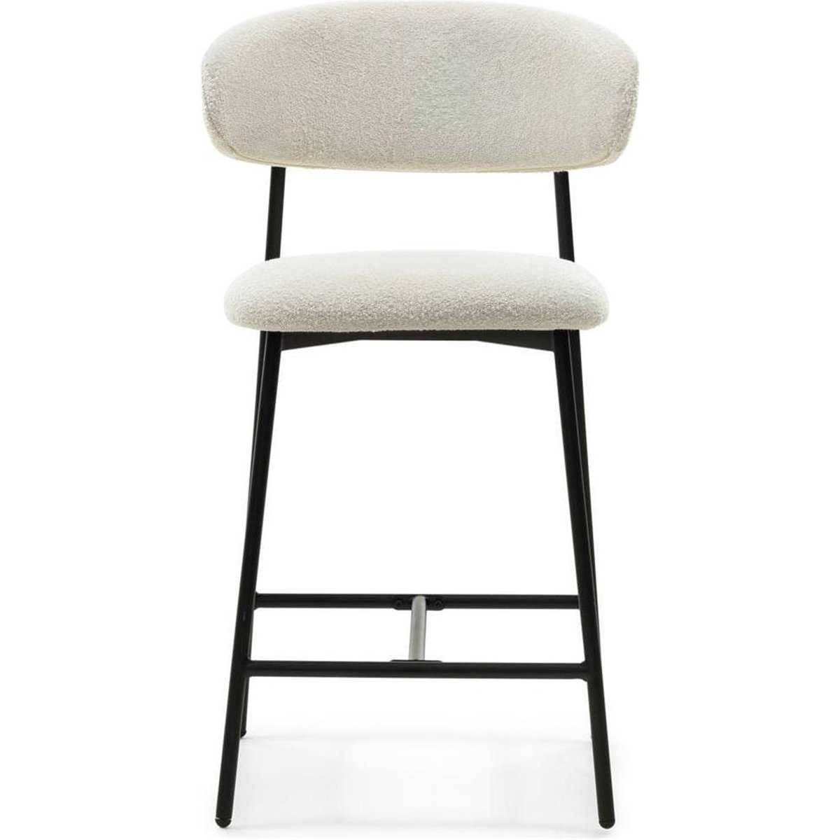 Tabouret de bar bouclette collection LORO crème et noir, RECOLLECTION