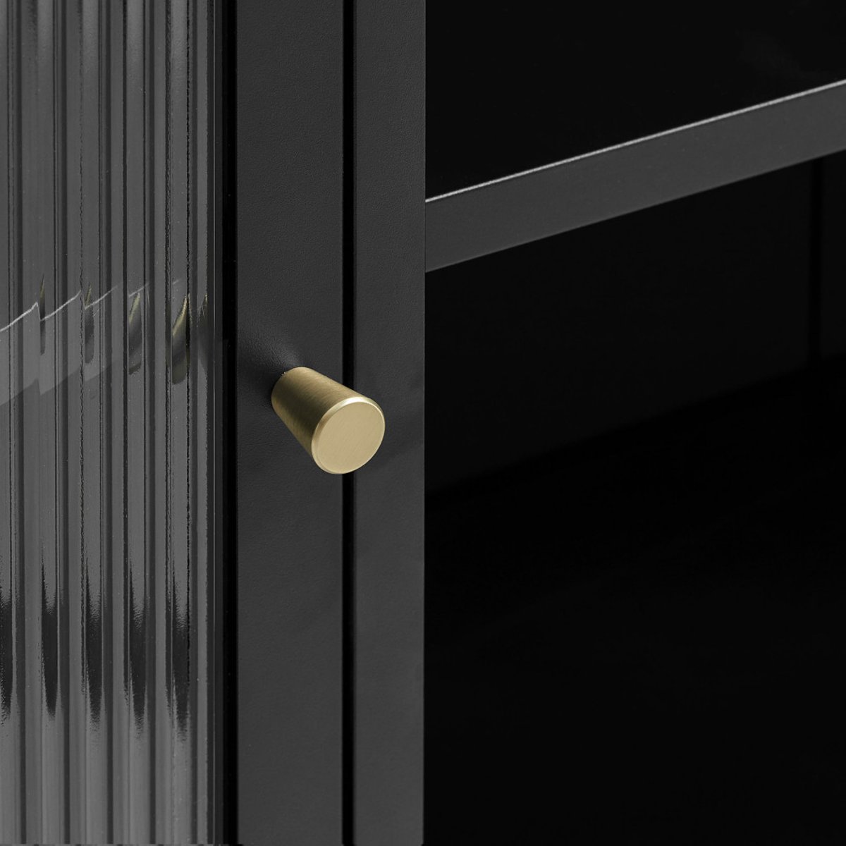 Vaisselier 2 portes en verre stié et métal H190cm- BJORN noir, DRAWER