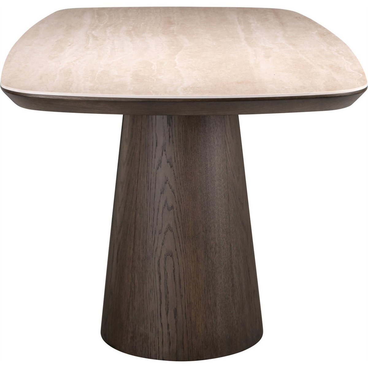 Table à manger ovale céramique RITZ brun et beige travertin, RECOLLECTION