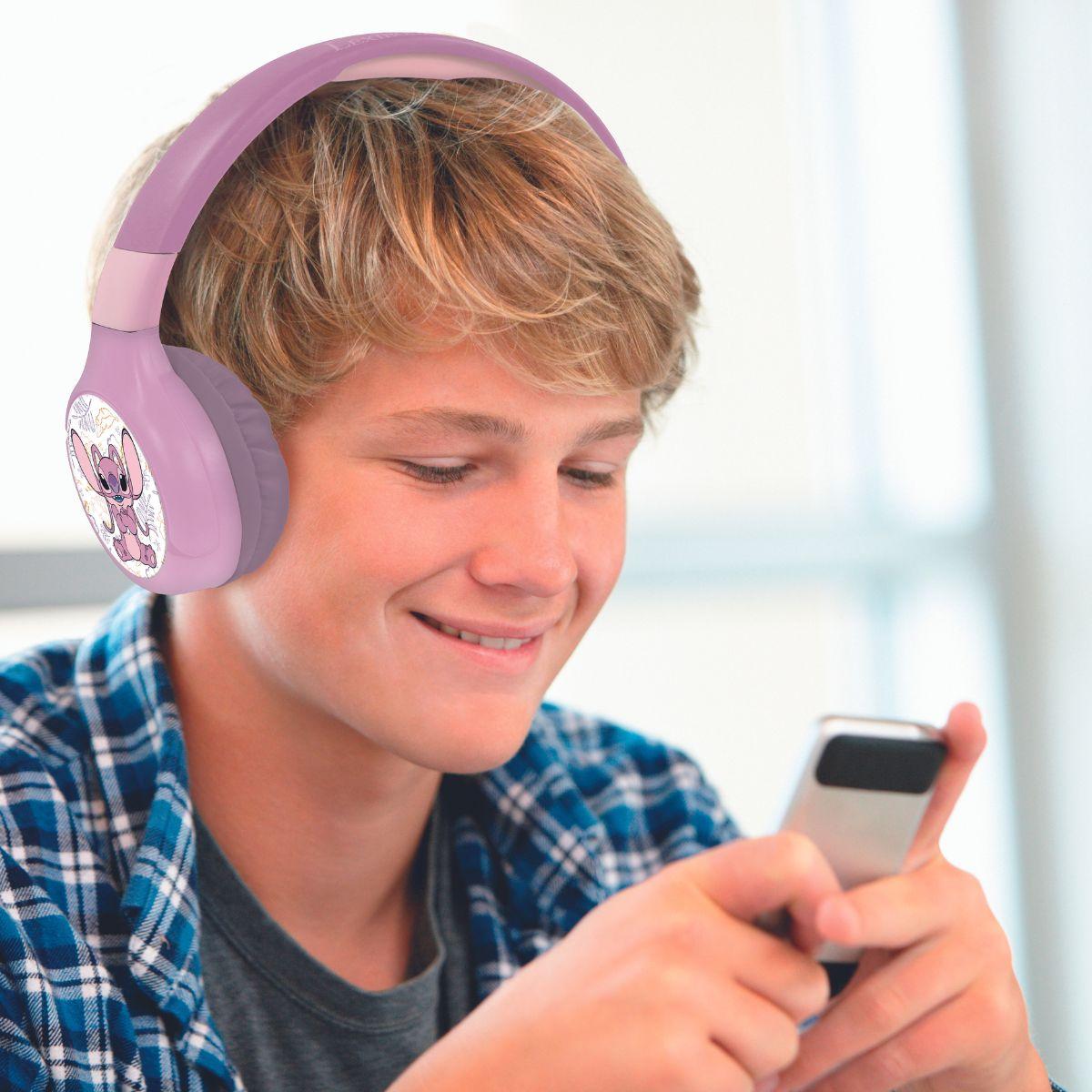Casque 2 en 1 Bluetooth® et Filaire confortable et pliable Angel rose, LEXIBOOK