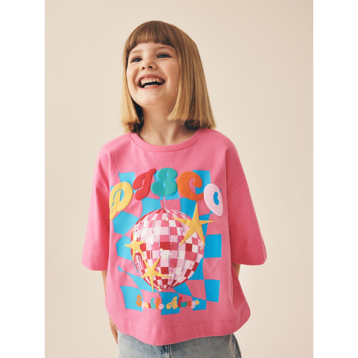 T-shirt orné de sequins pink disco, NEXT