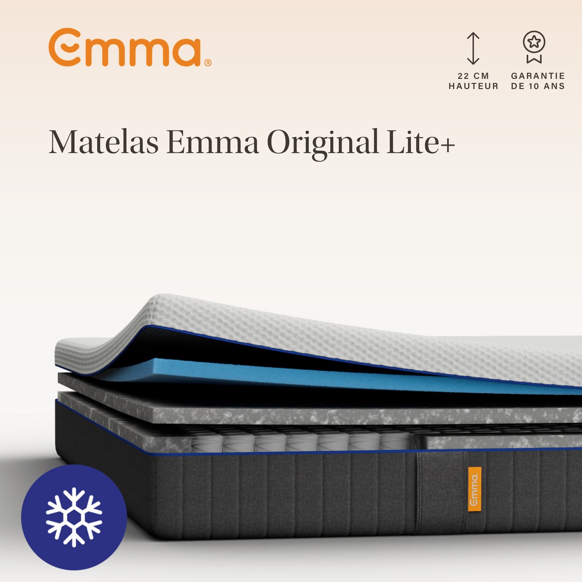 Pack Matelas Original Lite+ + Oreiller Original Confort Elite blanc/gris, EMMA