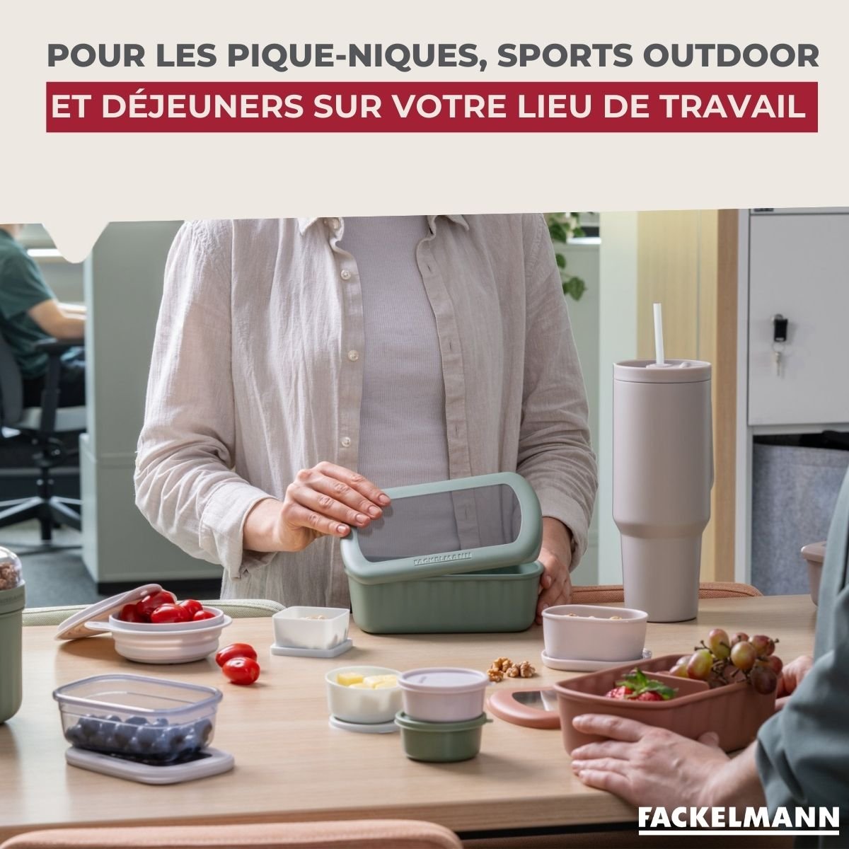 Lunchbox Beige à compartiment réglable 1 litre sans BPA STORAGE transparent,beige, FACKELMANN