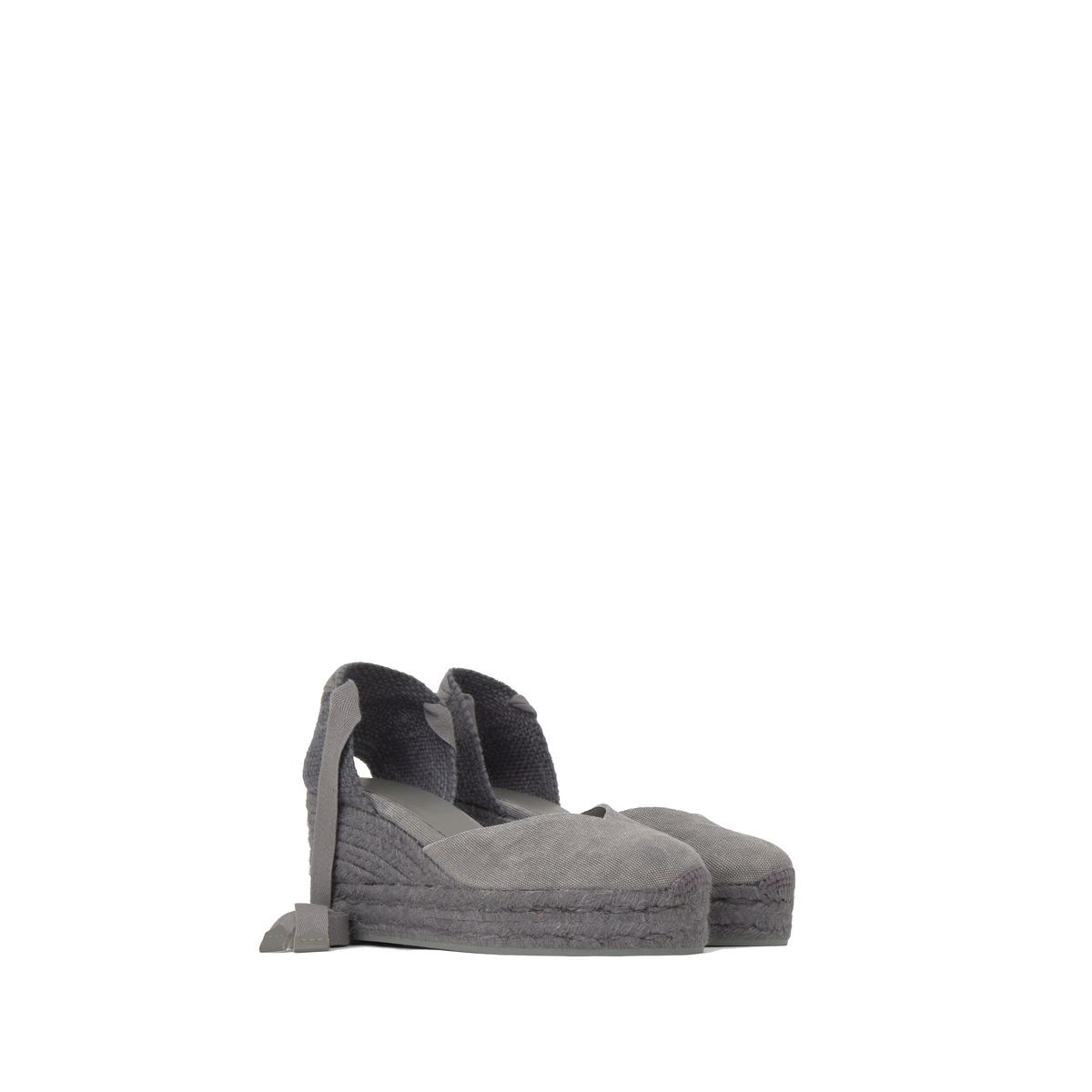 Espadrilles compensées à lacets en coton bio CHIARA gris, CASTANER