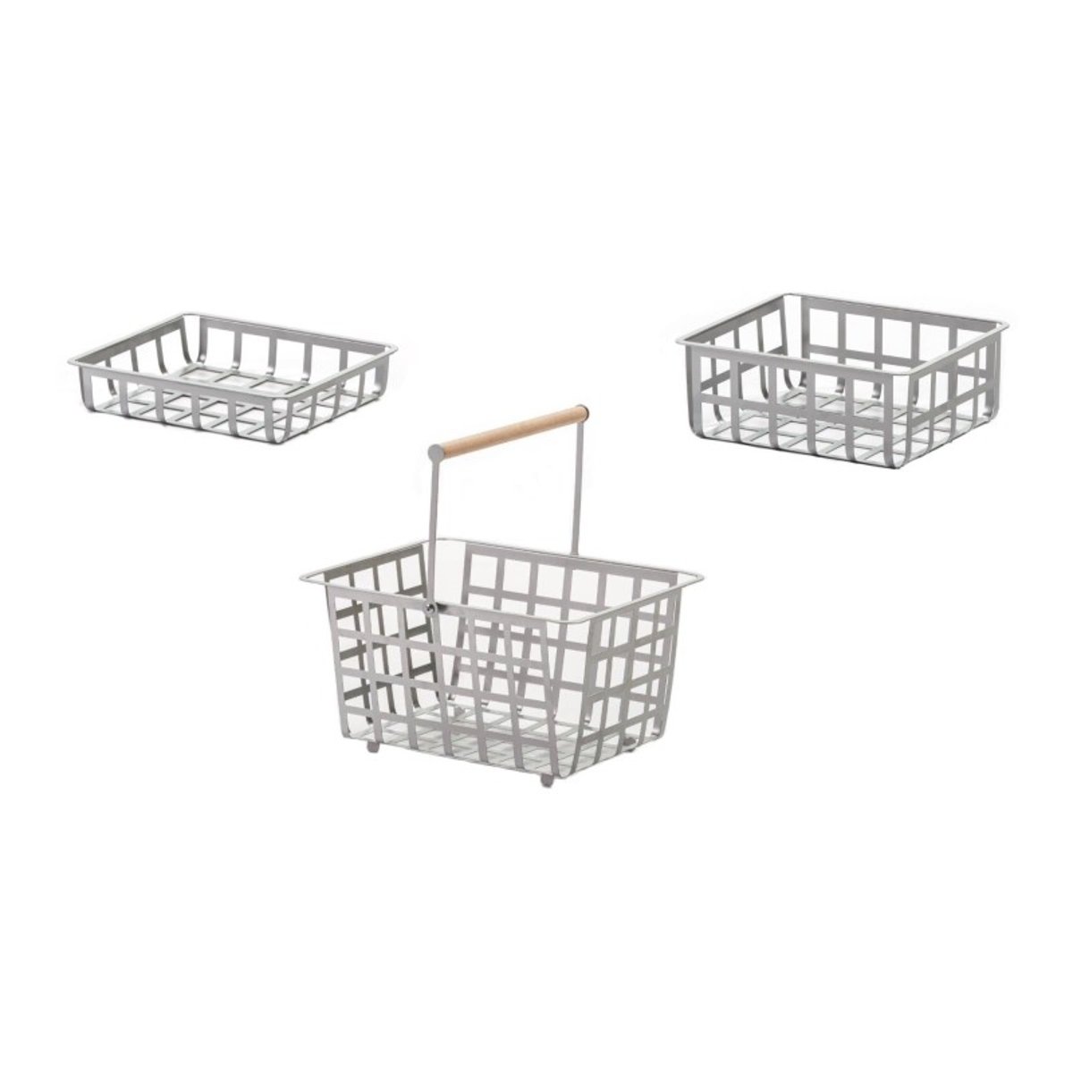 ZESTAS, set de 3 paniers de tailles différentes ( petite, moyenne et grande) gris, DON HIERRO