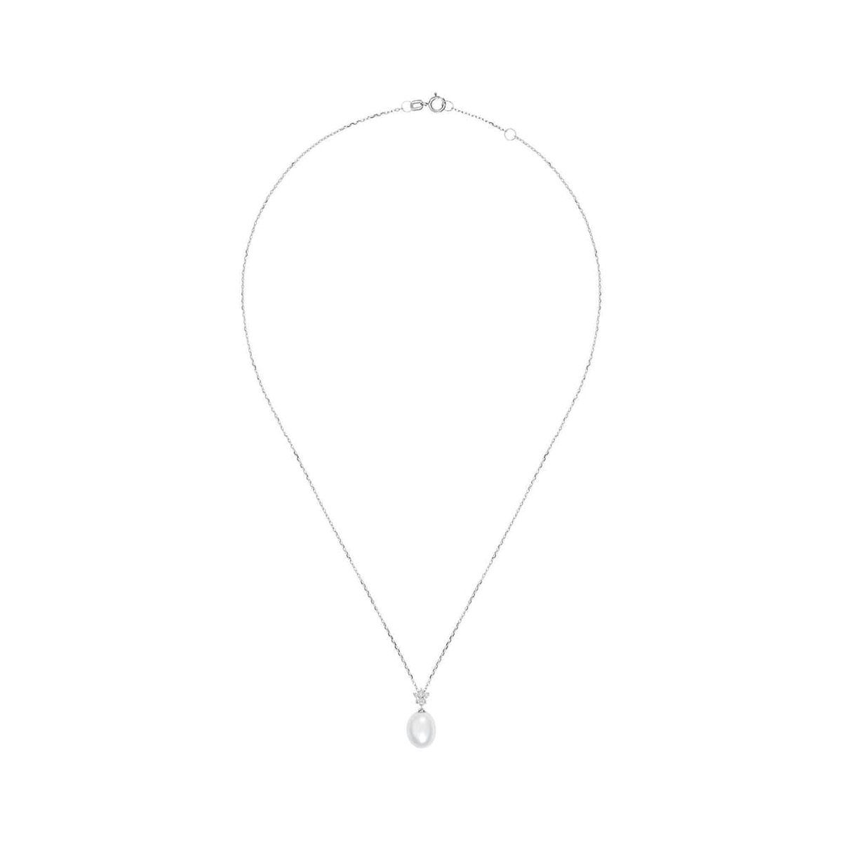 Colliers en Oxyde De Zirconium/or 375/1000/perle De Culture et Perle de Culture argent et blanc, CLEOR
