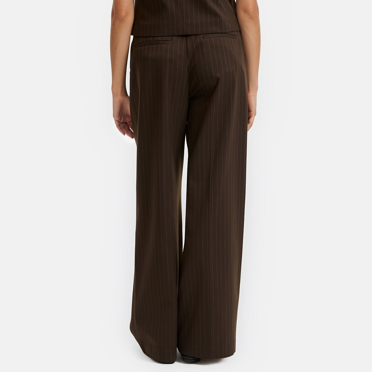 Pleat Front Striped Wide Leg Trousers brown stripes/ecru, LA REDOUTE COLLECTIONS