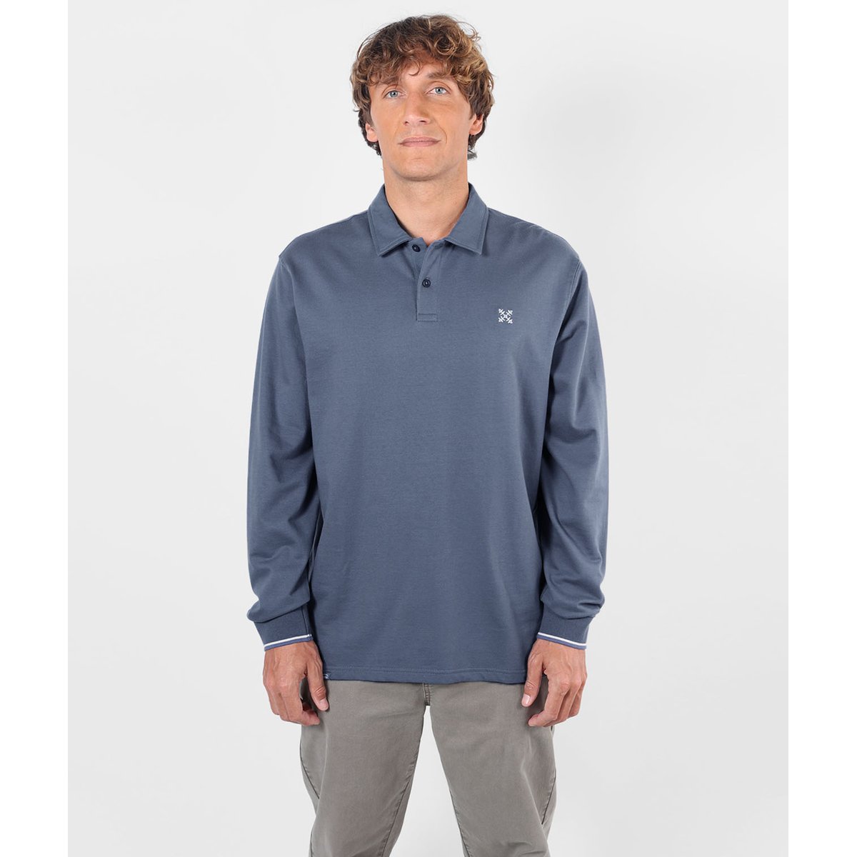 Polo manches longues TIMELESS vintage indigo, OXBOW