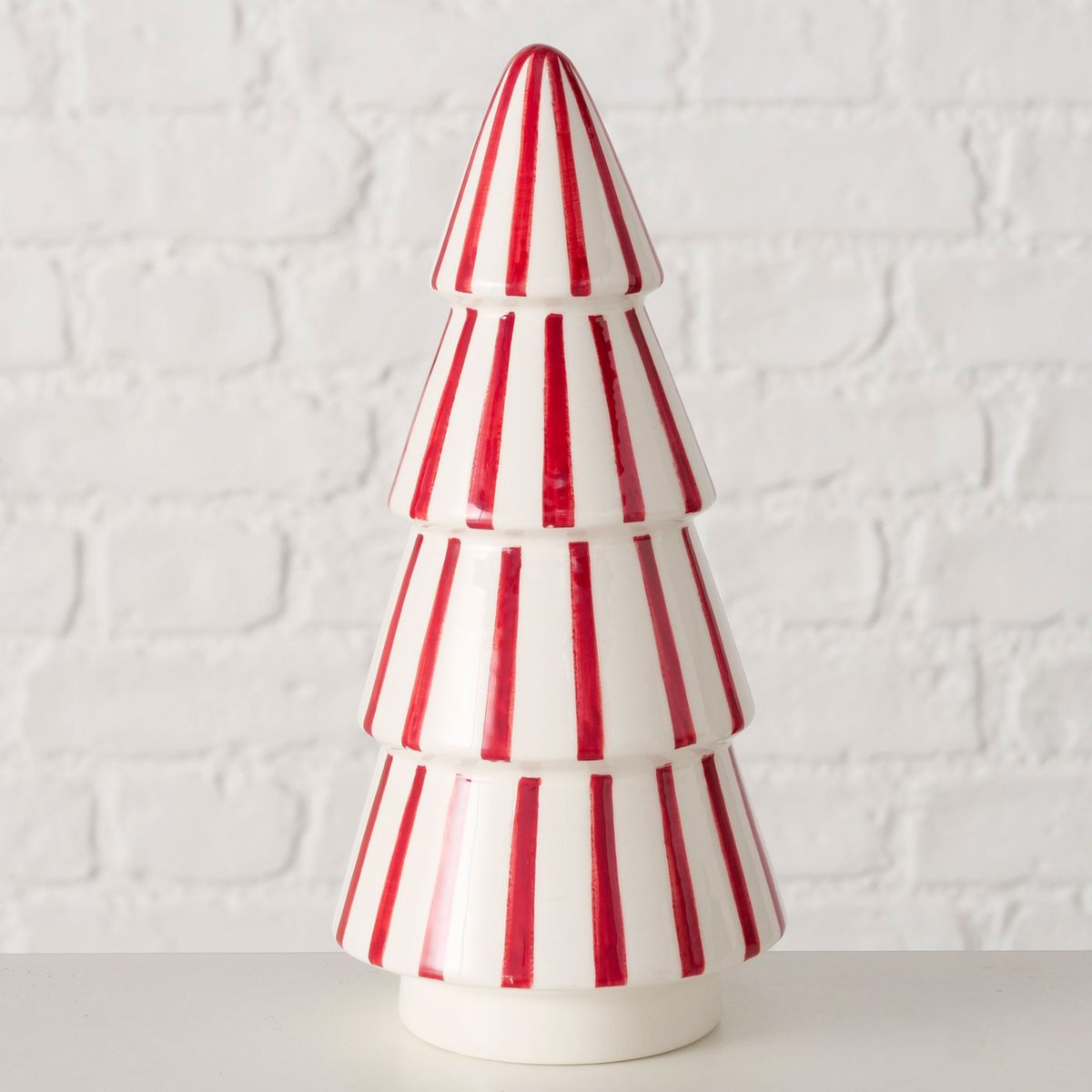 Objet décoratif à poser Sapin de Noël en céramique blanc et rouge 9x9x19.5cm rouge, WADIGA