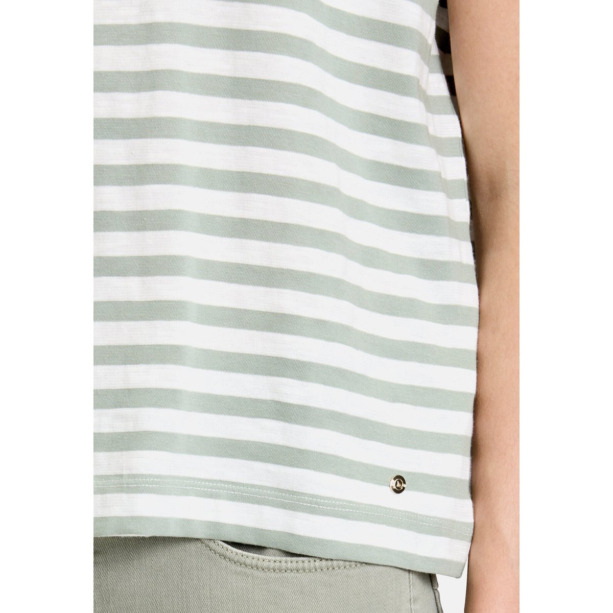 T-shirt à rainures à encolure ronde cream/green, BETTY & CO