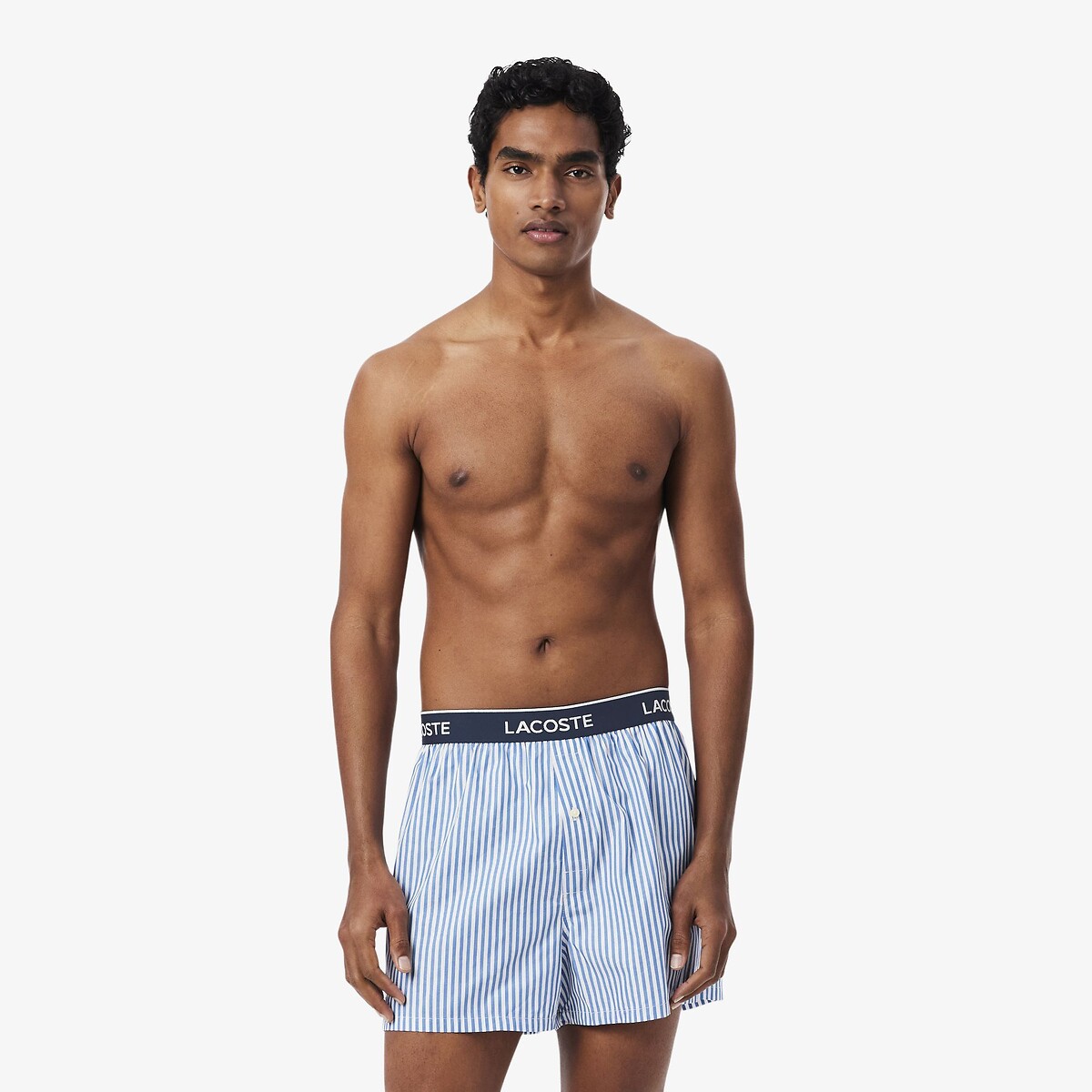 Lot de 3 caleçons popeline de coton bleu-8ni, LACOSTE