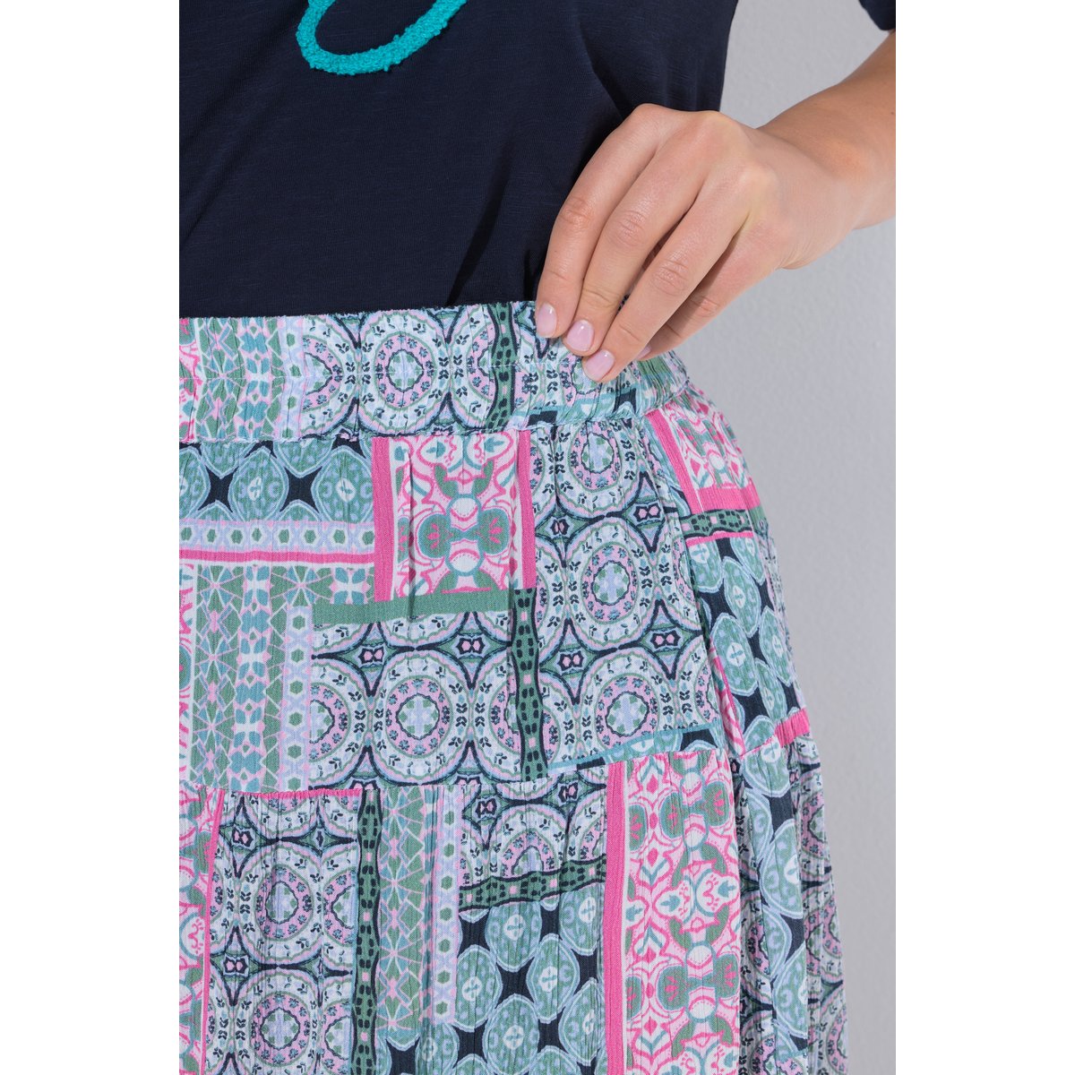 Jupe midi taille élastique et coupe évasée rose vif, ULLA POPKEN