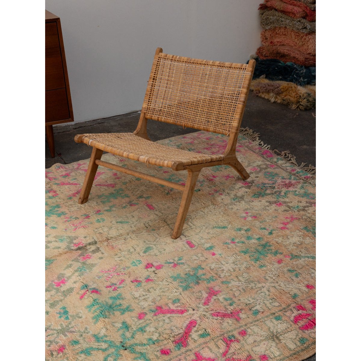 Grand tapis en laine rose et bleu Olivier N°35 - Bon état rose, DEBONGOUT