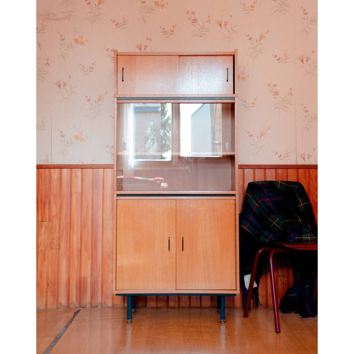 Bibliothèque vitrée contemporaine Madeleine N°740 - Bon état bois clair, DEBONGOUT