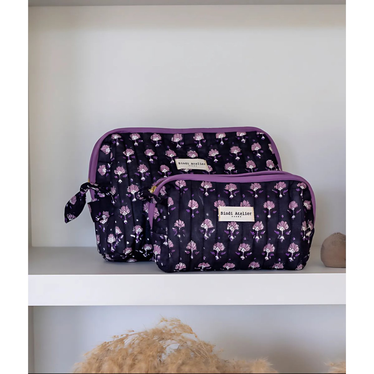 Trousse maquillage imprimée AARTI bleu minuit, BINDI ATELIER