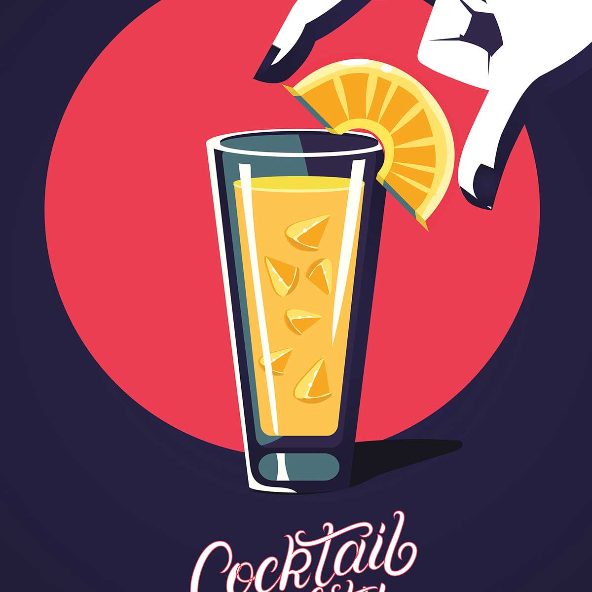Affiche cuisine Cocktail party affiche + cadre en bois - noir, HEXOA