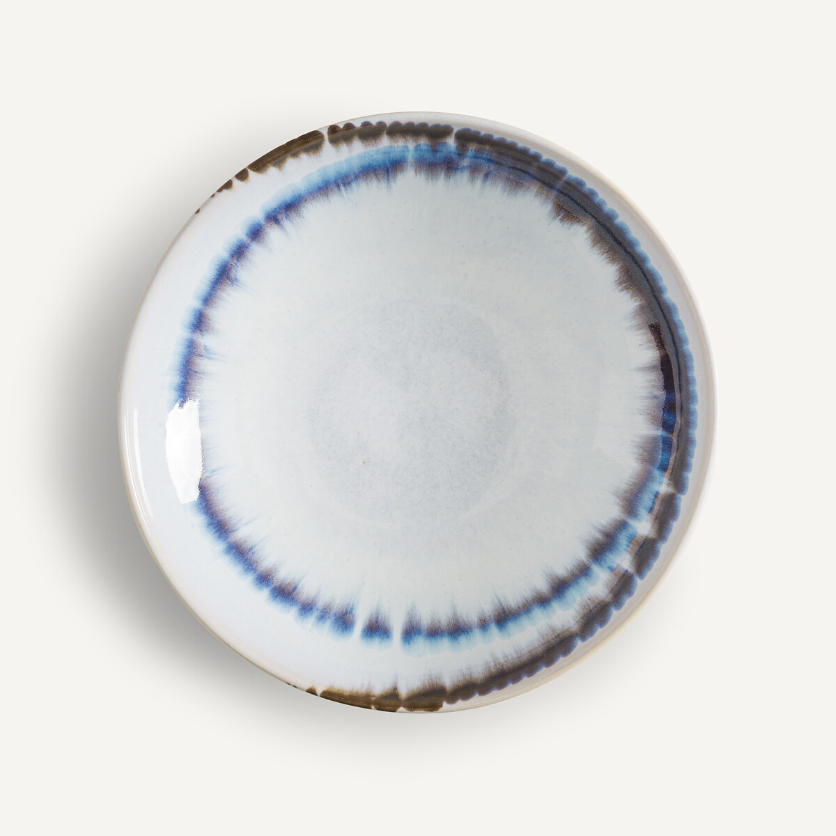 Lot de 4 assiettes creuses en grès Amadora bleu/blanc/marron, AM.PM