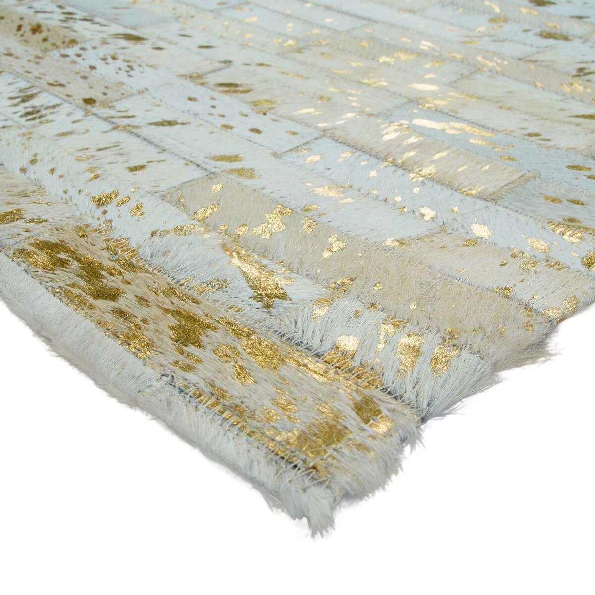 Tapis salon en cuir recyclé CUIR LINES or, THE DECO FACTORY