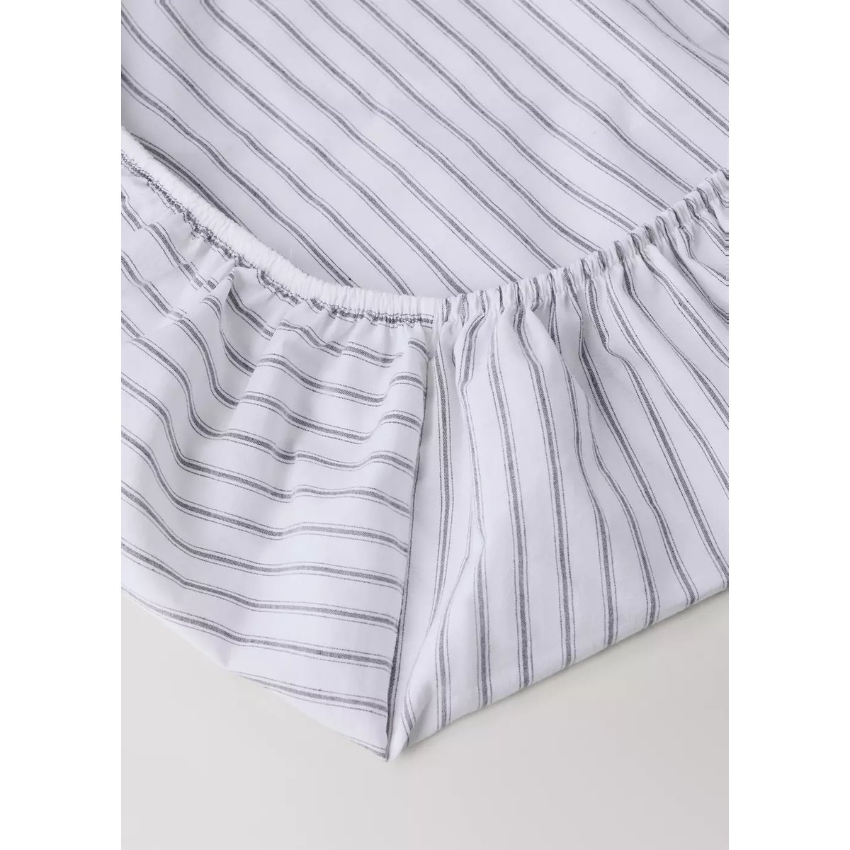 Drap-housse coton à rayures berceau 60 x 120 x 15 cm gris, MANGO HOME