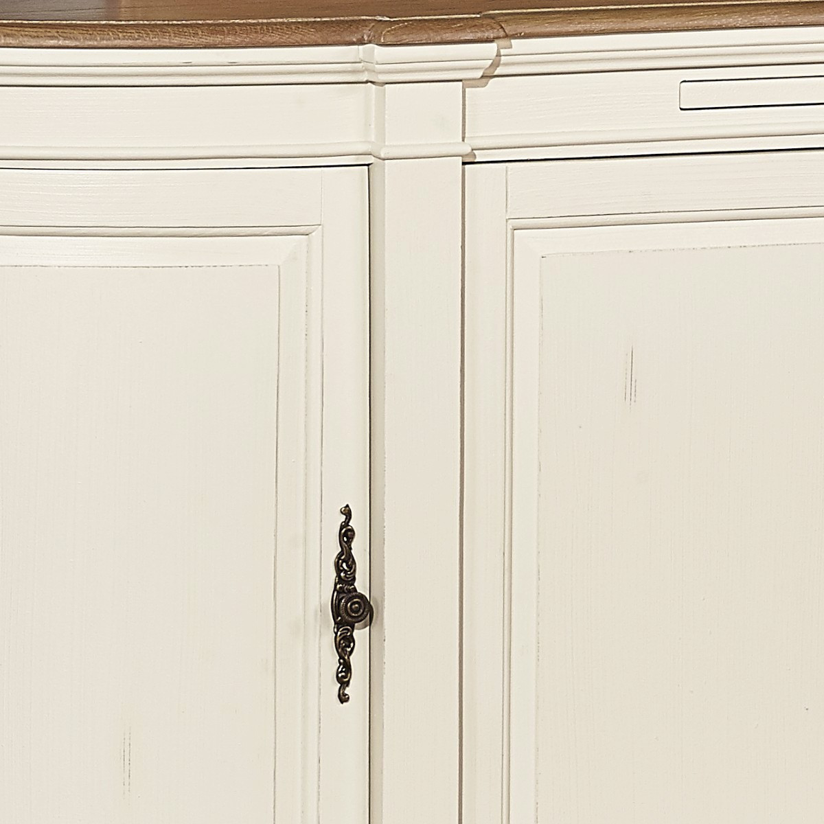 Buffet style shabby chic en bois, 4 portes JOSEPHINE blanc, ROBIN DES BOIS