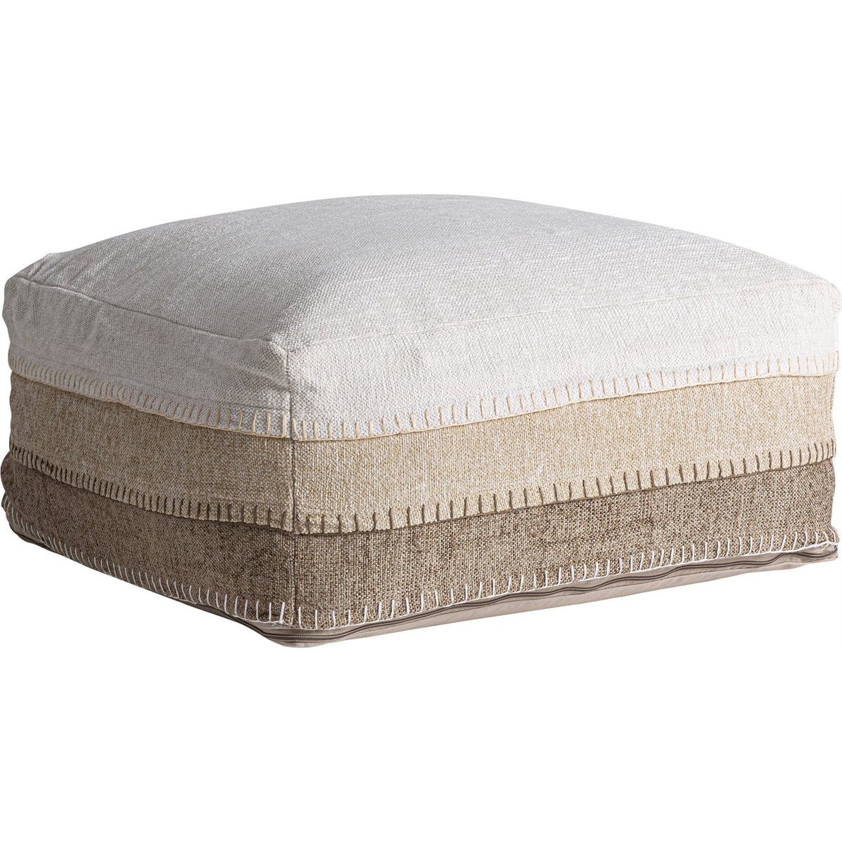 Pouf carré déhoussable en coton tons neutres beige et marron, RECOLLECTION