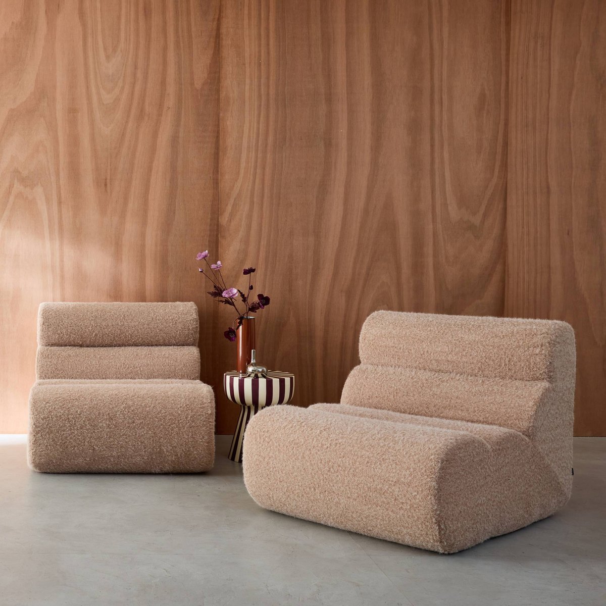 Chauffeuse compressée tissu effet alpaca 1 place (lot de 2) NOVA beige, SWEEEK