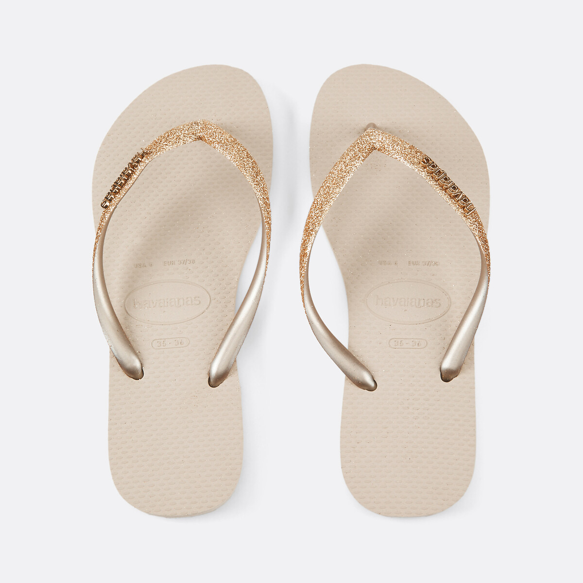 Tongs Slim Glitter II beige métallisé, HAVAIANAS