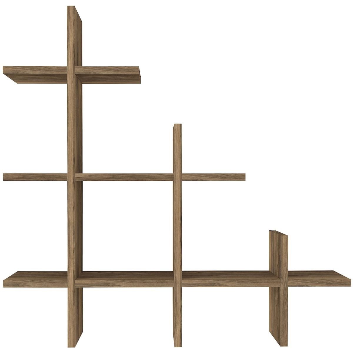 Etagère murale asymétrique 3 niveaux - FARO noyer, HOMIFAB