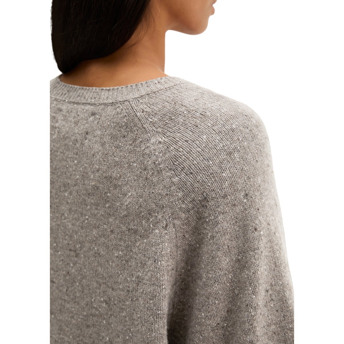 Pull en tweed, coupe classique en mélange de laine vierge beige, MARC O'POLO