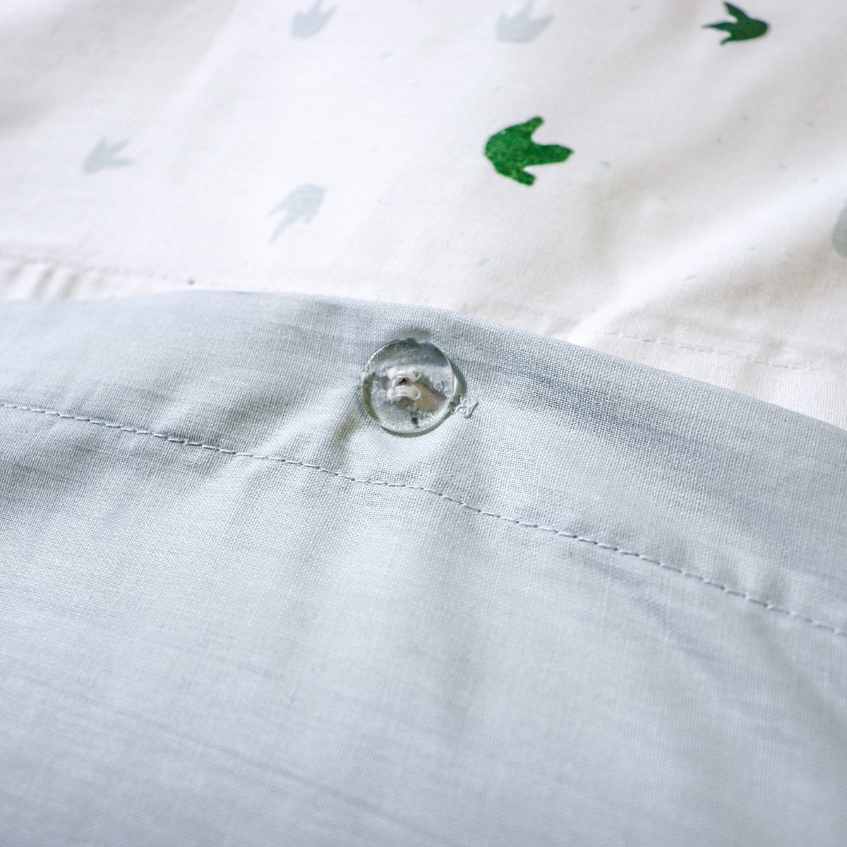 Parure de lit imprimée 100% coton, DINO JUNGLE gris, MATT ET ROSE