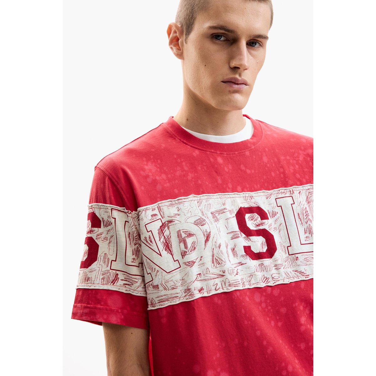 T-shirt en maille imprimée rouge, DESIGUAL