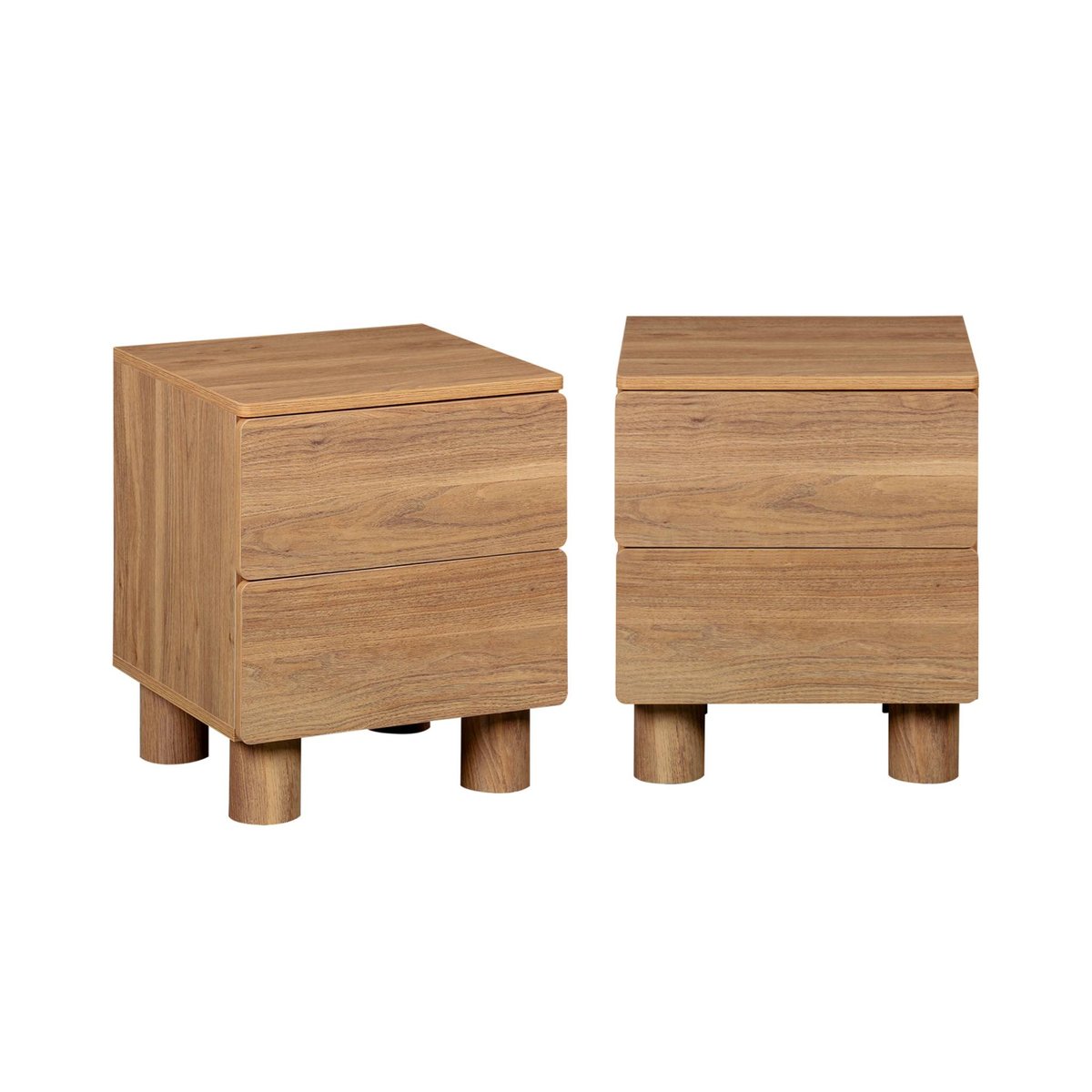 Table de chevet décor bois 2 tiroirs (lot de 2) AYANA bois de noisetier, SWEEEK