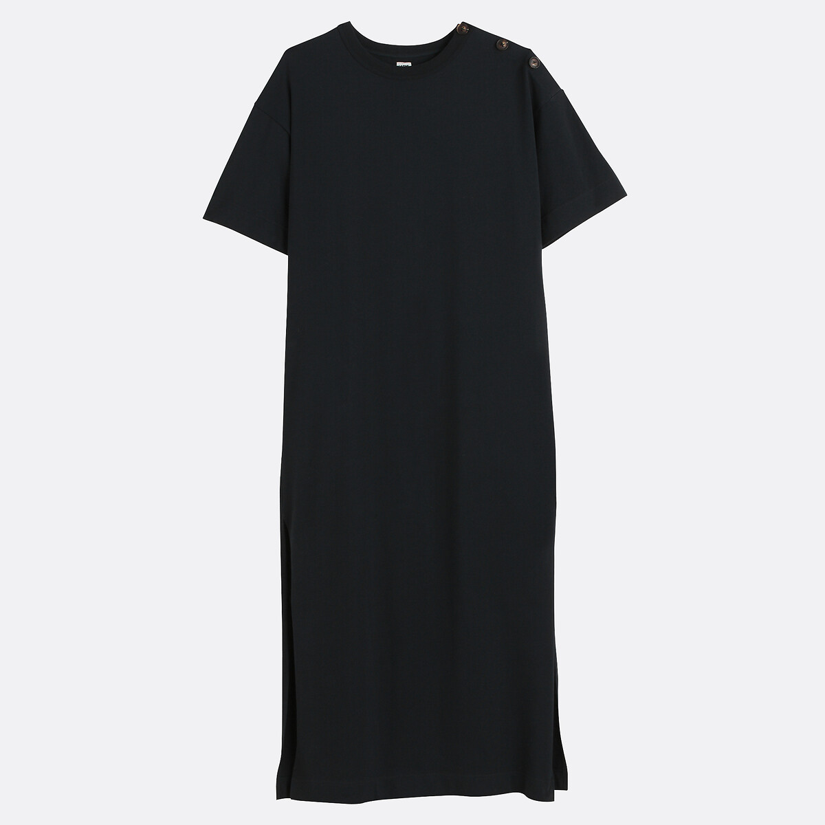 Robe longue jersey, boutonnage épaule noir, LA REDOUTE COLLECTIONS