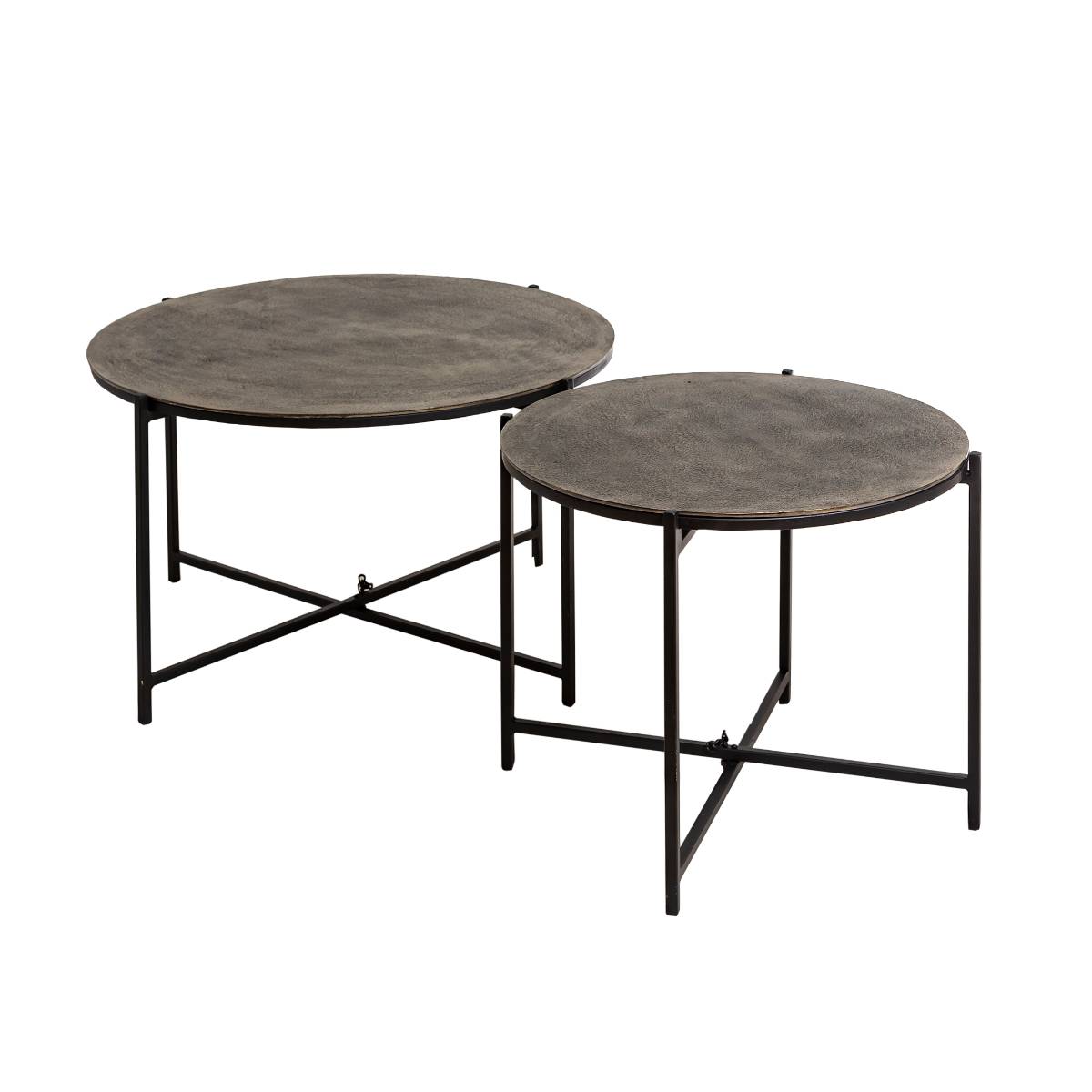 Table basse gigogne en aluminium QUENTIN gris, MADE IN MEUBLES